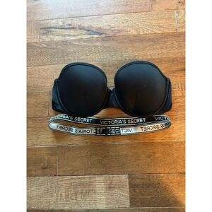 Victoria's Secret Black Strapless Bikini Top Bandeau Style 36D